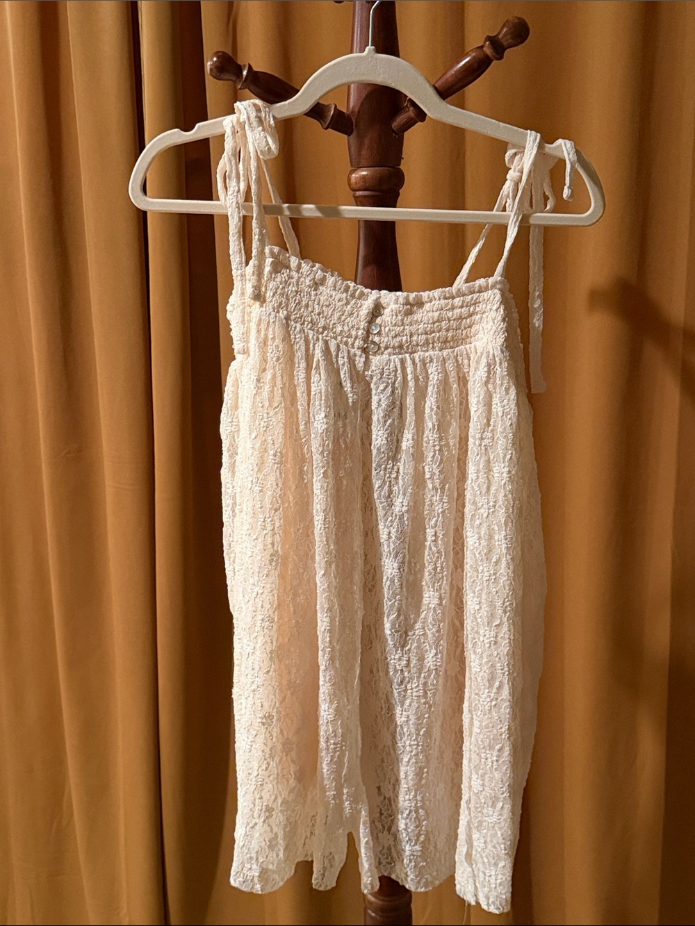 Free People Ivory Lace Tie-Shoulder Sundress
